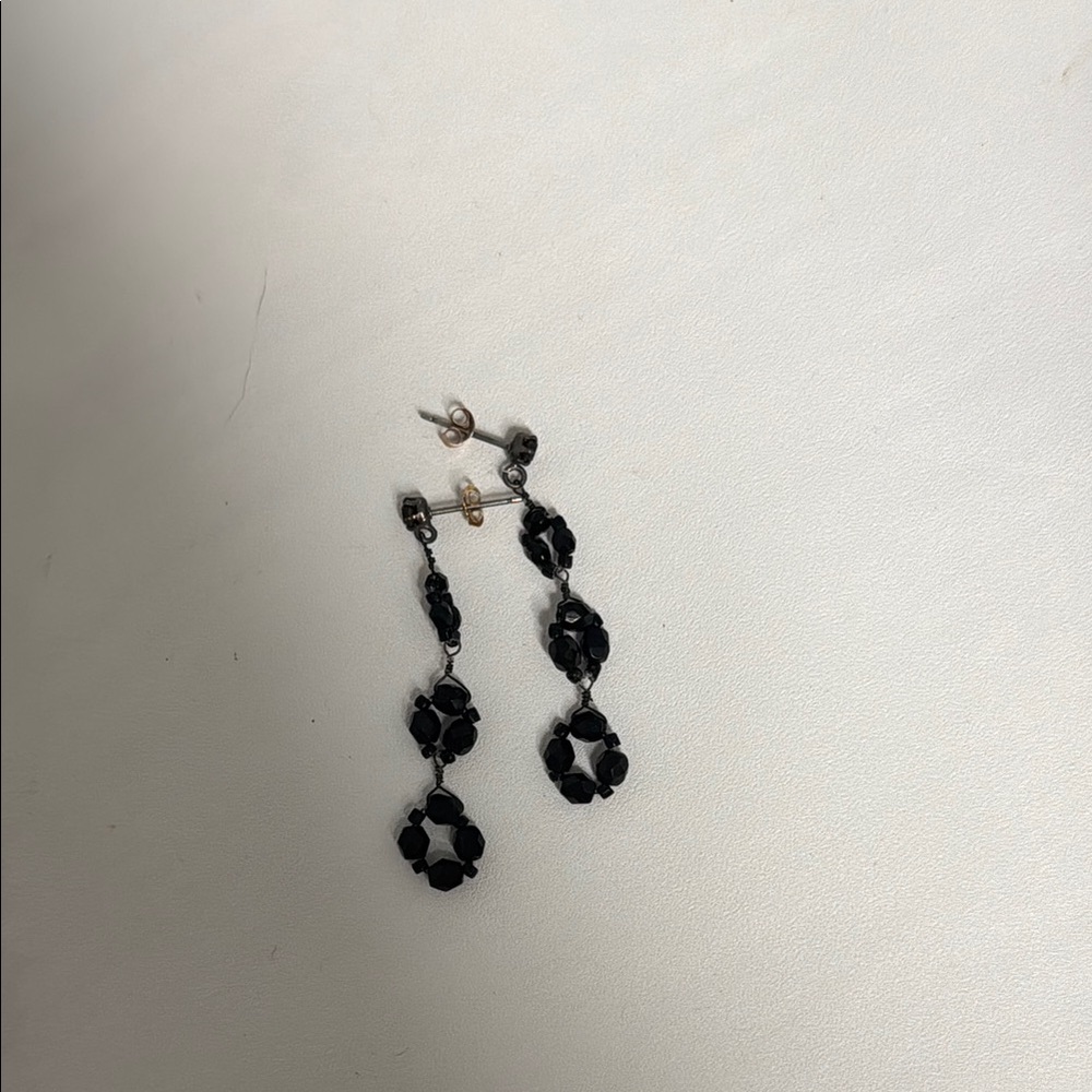 Chic Black Floral Drop Earrings